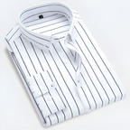 Men's Striped Long Sleeve Button-Up Shirt – Smart Casual Style