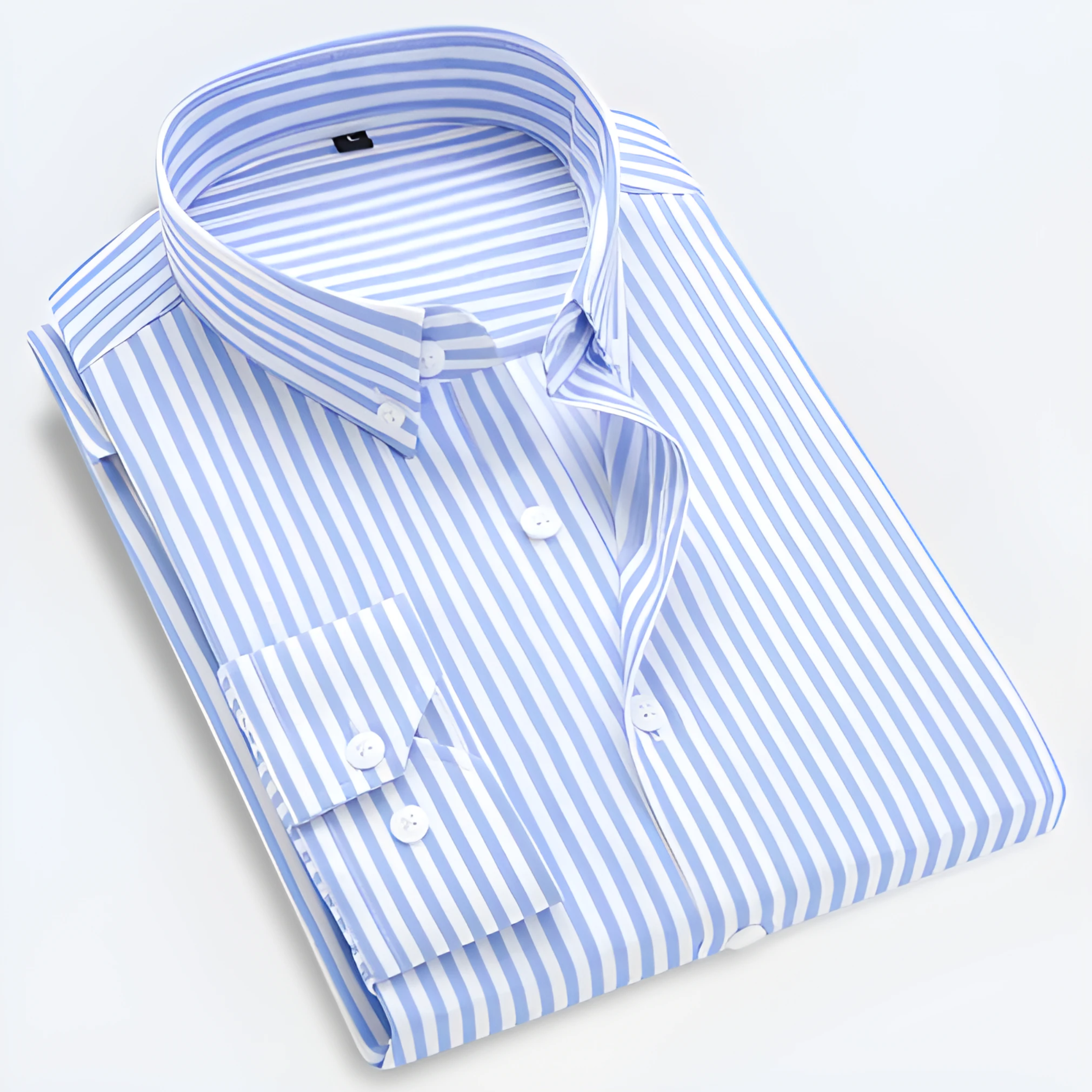 Men's Striped Long Sleeve Button-Up Shirt – Smart Casual Style