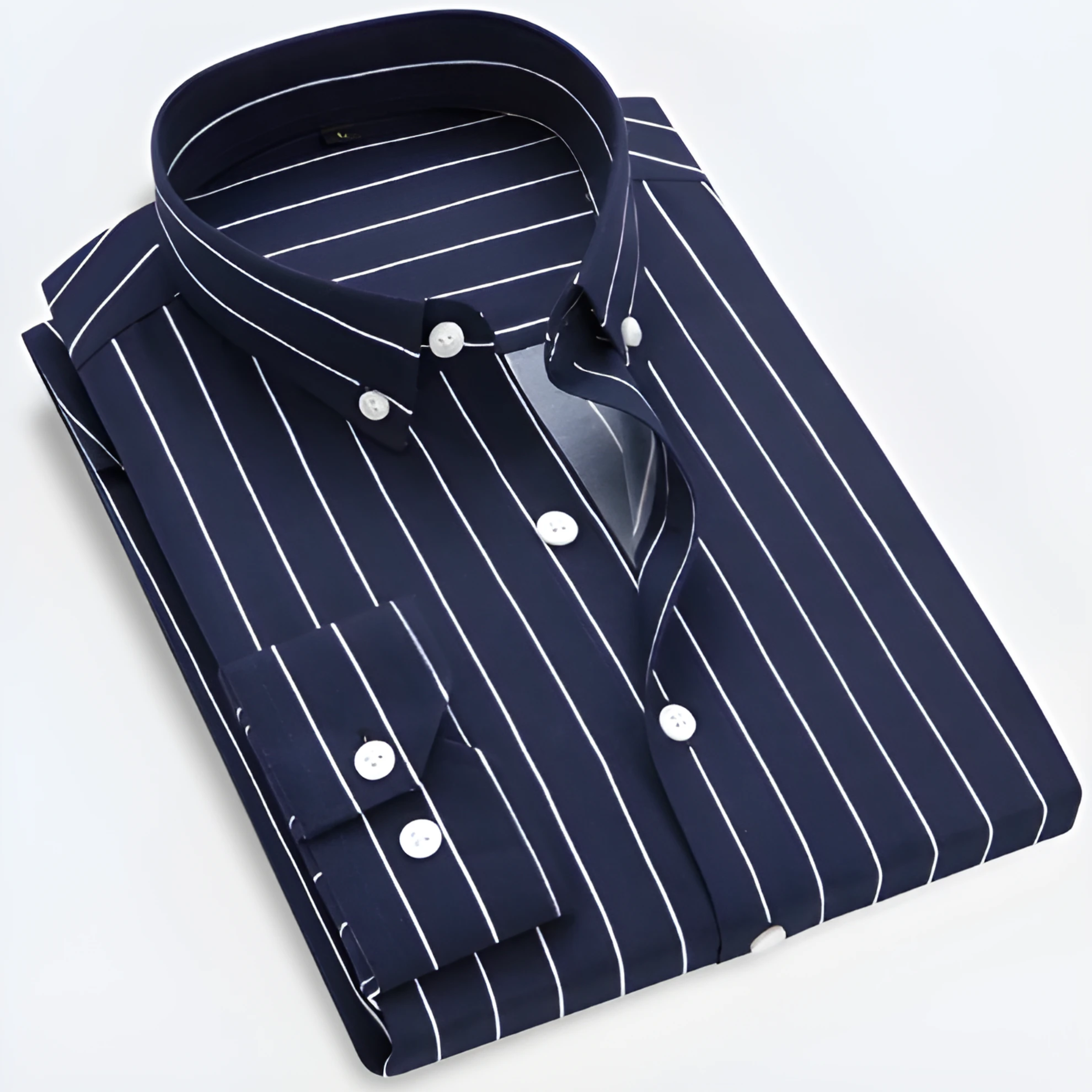 Men's Striped Long Sleeve Button-Up Shirt – Smart Casual Style