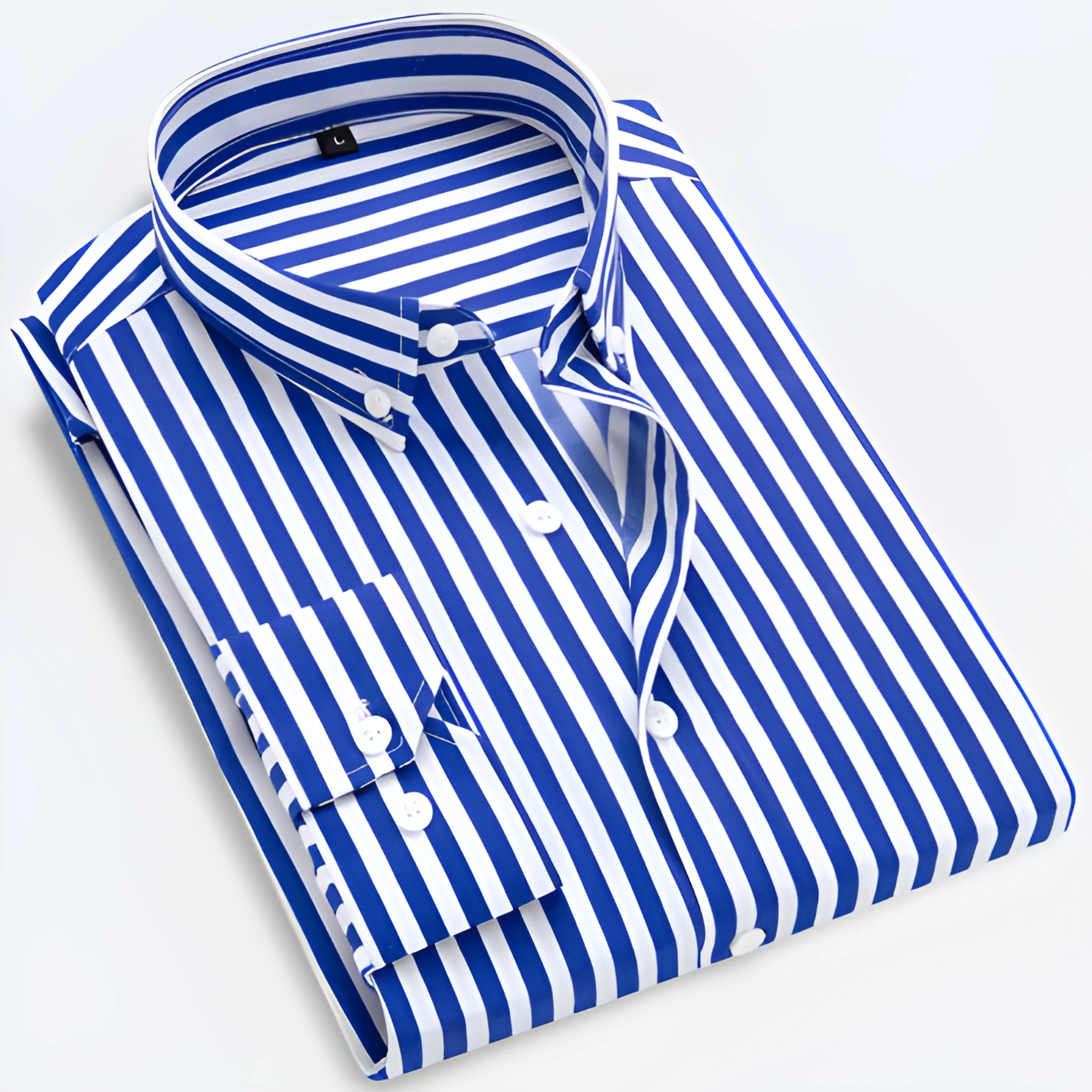 Men's Striped Long Sleeve Button-Up Shirt – Smart Casual Style