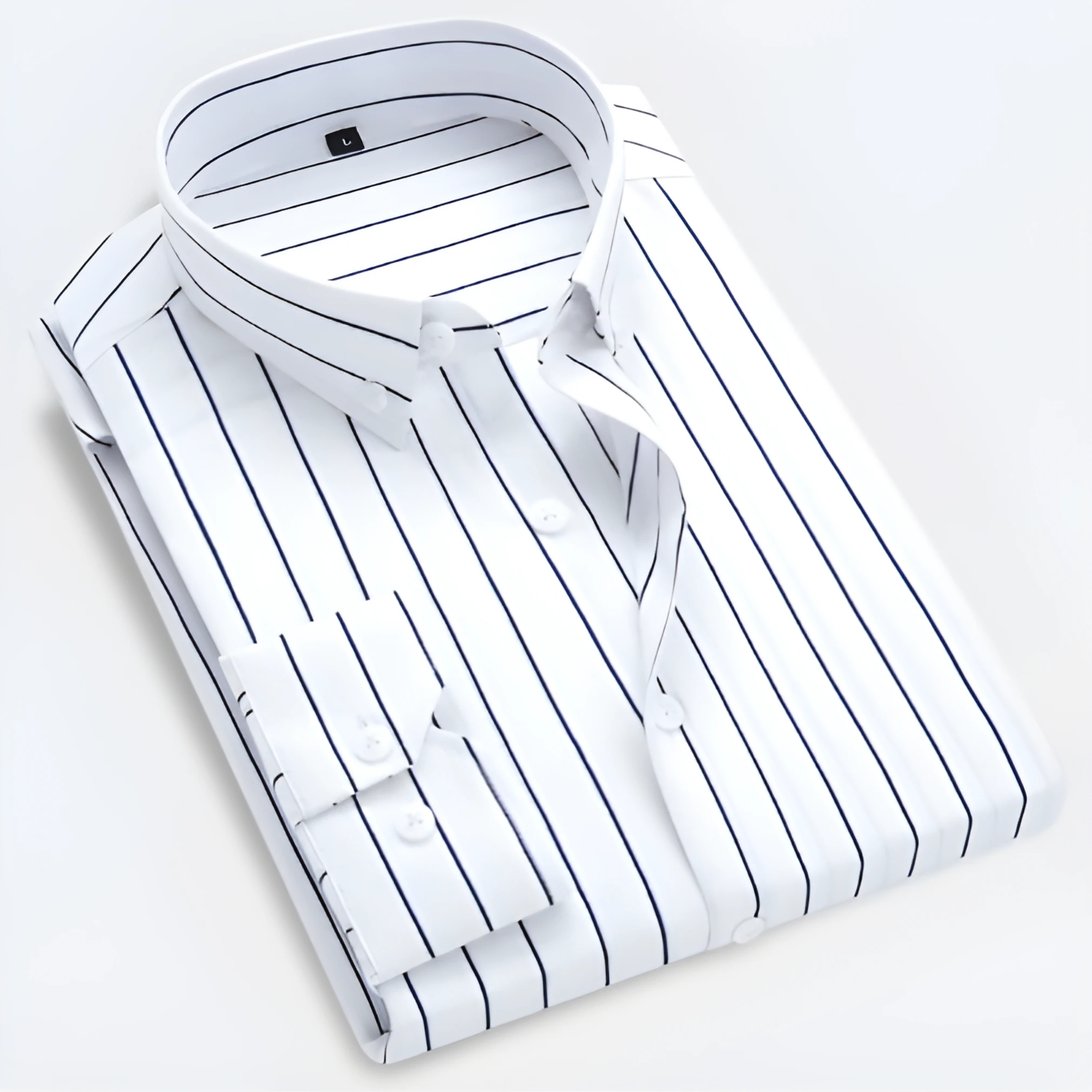 Men's Striped Long Sleeve Button-Up Shirt – Smart Casual Style