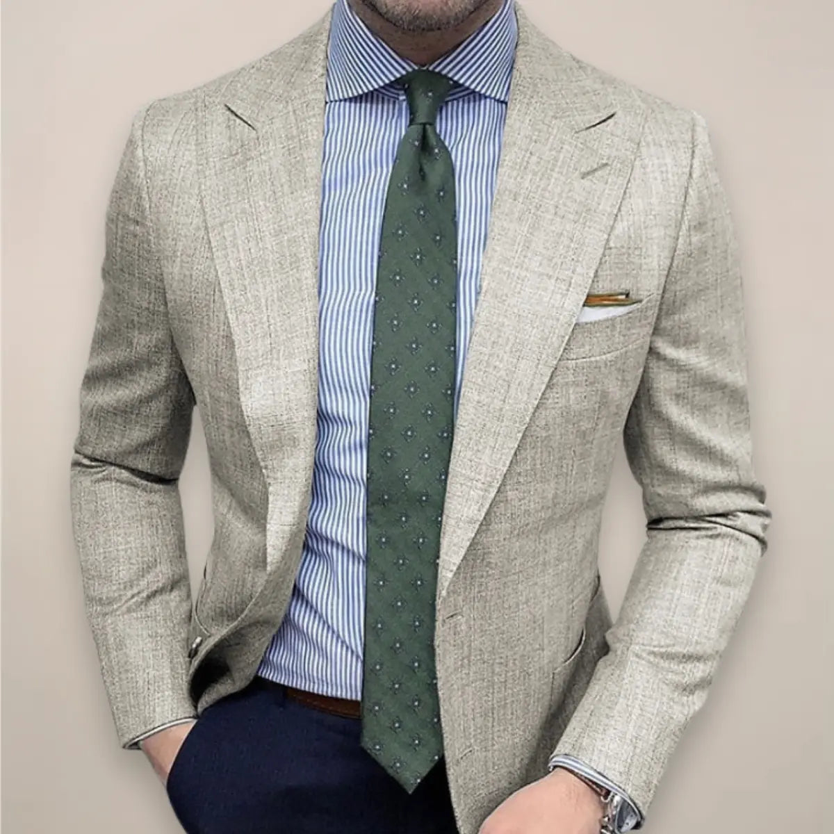 Men's Blazer Grey Textured Tailored Lightweight Jacket