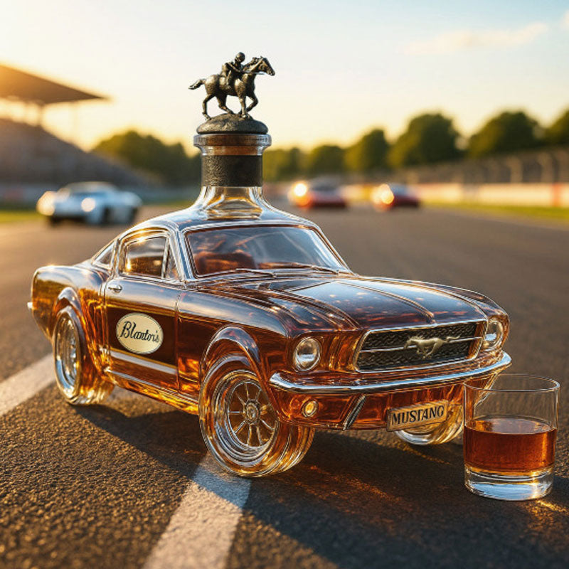 Car Design Whiskey Decanter – Mustang Inspired Glass Bar Decanter
