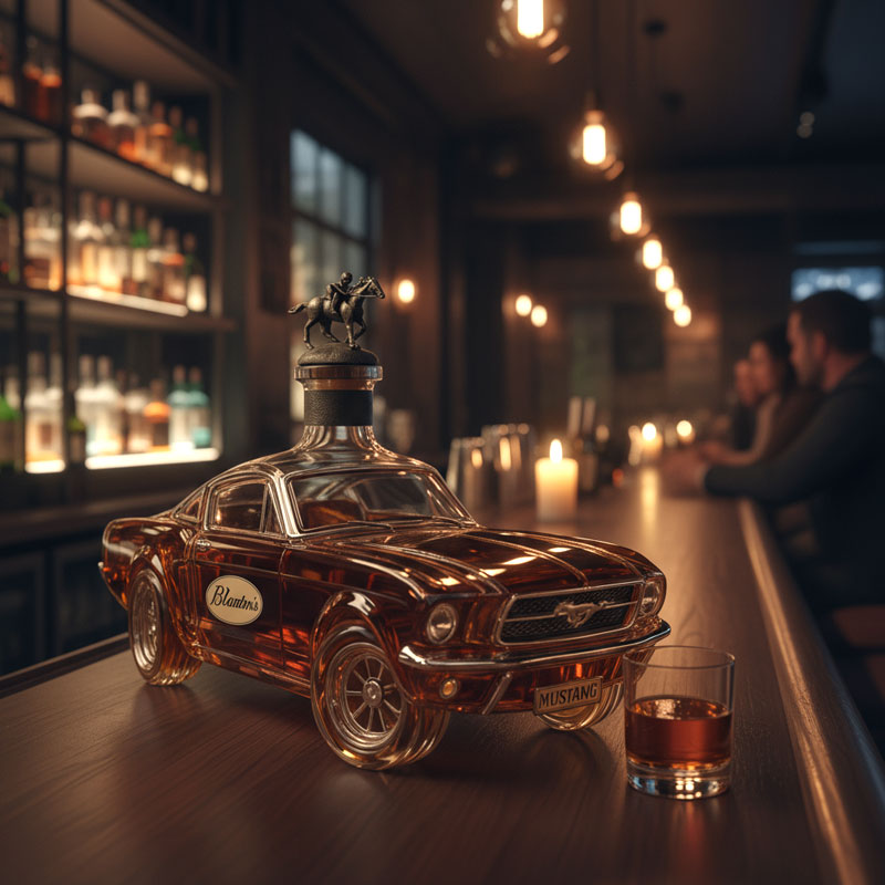 Car Design Whiskey Decanter – Mustang Inspired Glass Bar Decanter