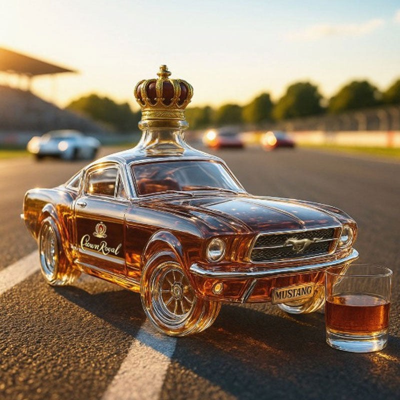 Car Design Whiskey Decanter – Mustang Inspired Glass Bar Decanter
