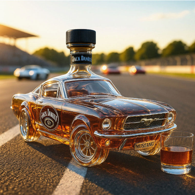 Car Design Whiskey Decanter – Mustang Inspired Glass Bar Decanter
