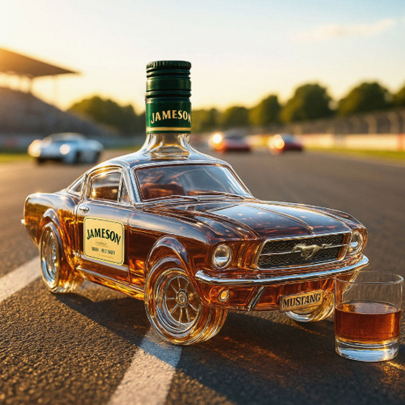 Car Design Whiskey Decanter – Mustang Inspired Glass Bar Decanter