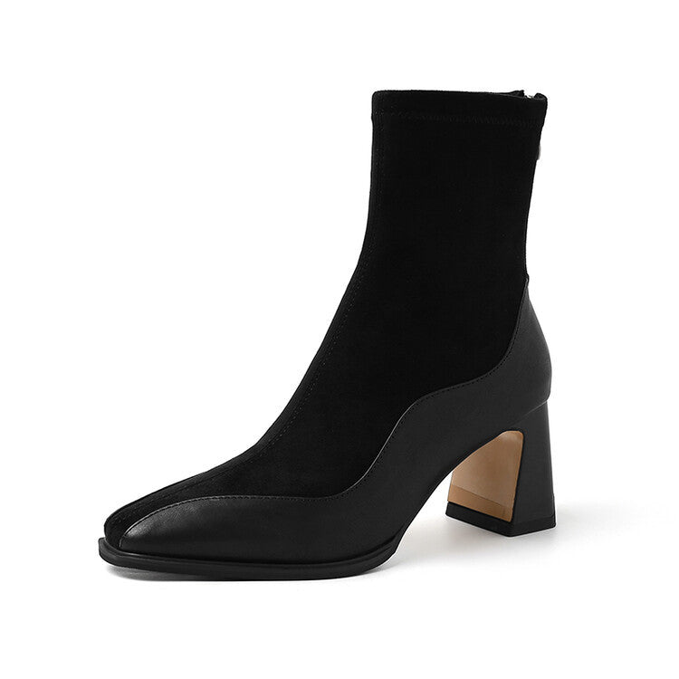 Women’s Vintage Leather Ankle Boots - Non Slip High Heel Dress Shoes