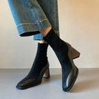 Women’s Vintage Leather Ankle Boots - Non Slip High Heel Dress Shoes