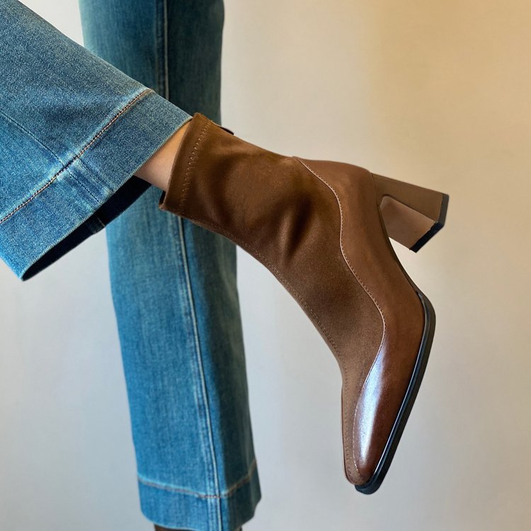Women’s Vintage Leather Ankle Boots - Non Slip High Heel Dress Shoes