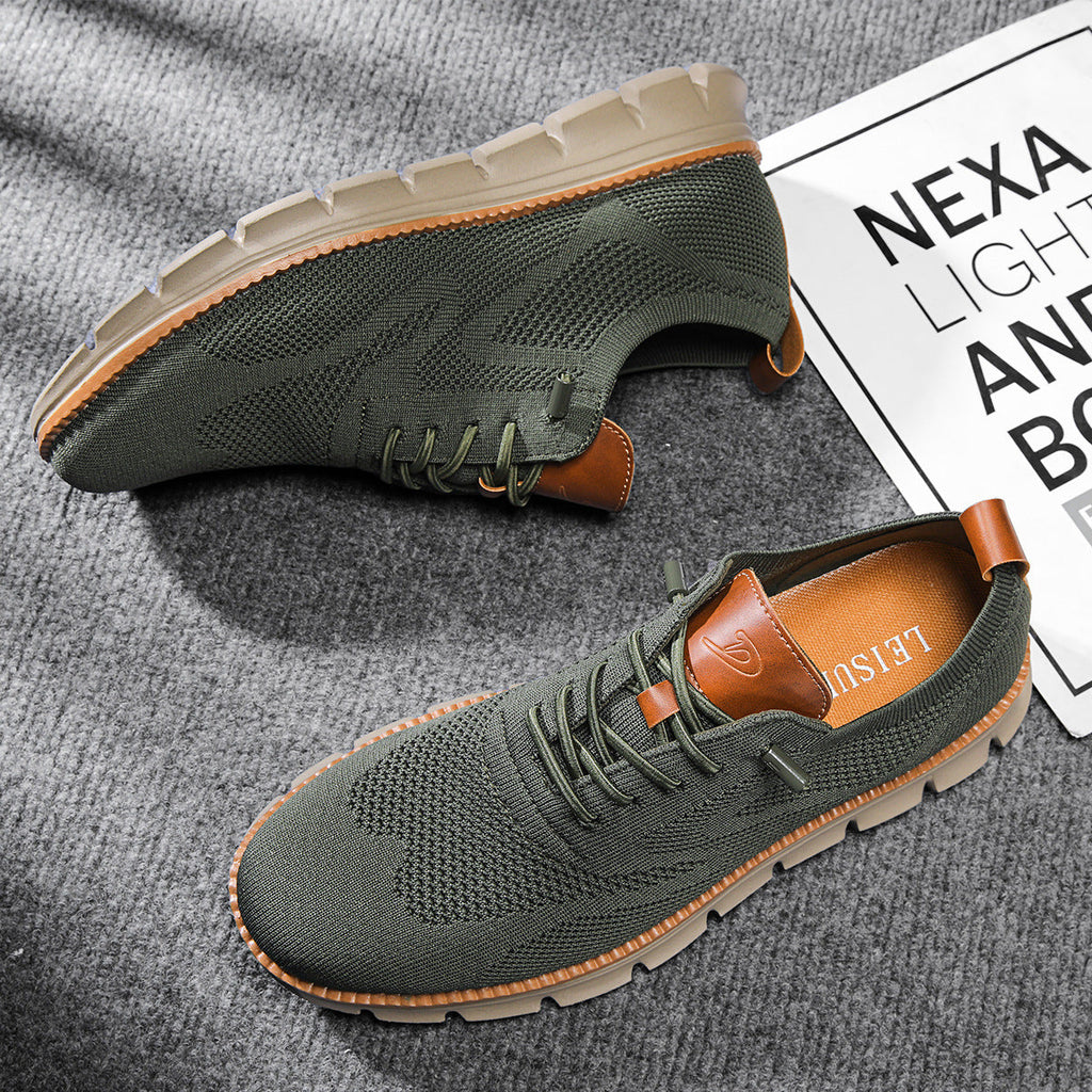 Men's Breathable Knit Casual Sneakers – Lightweight Lace-Up Comfort Trainers