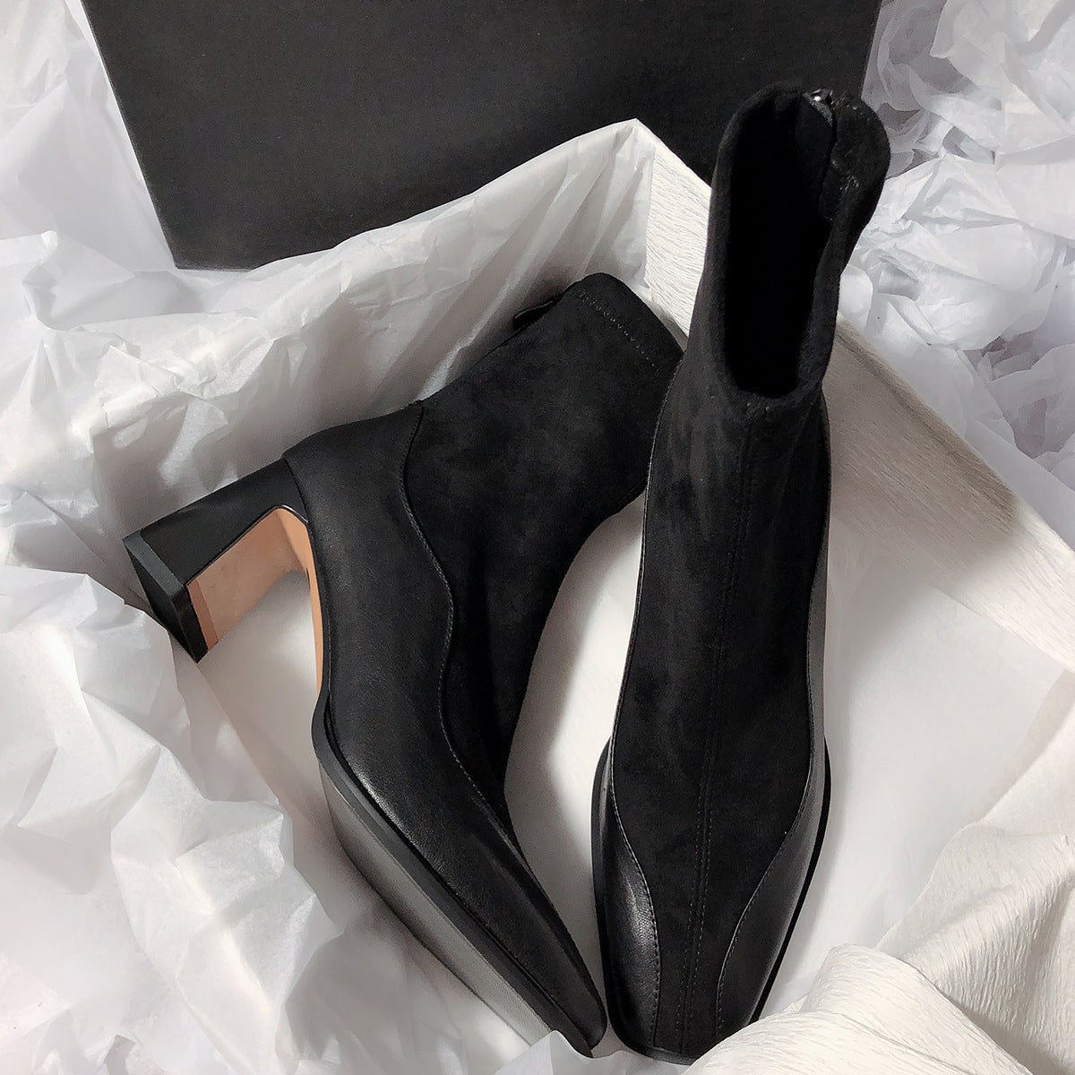 Women’s Vintage Leather Ankle Boots - Non Slip High Heel Dress Shoes