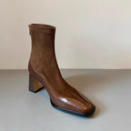 Women’s Vintage Leather Ankle Boots - Non Slip High Heel Dress Shoes