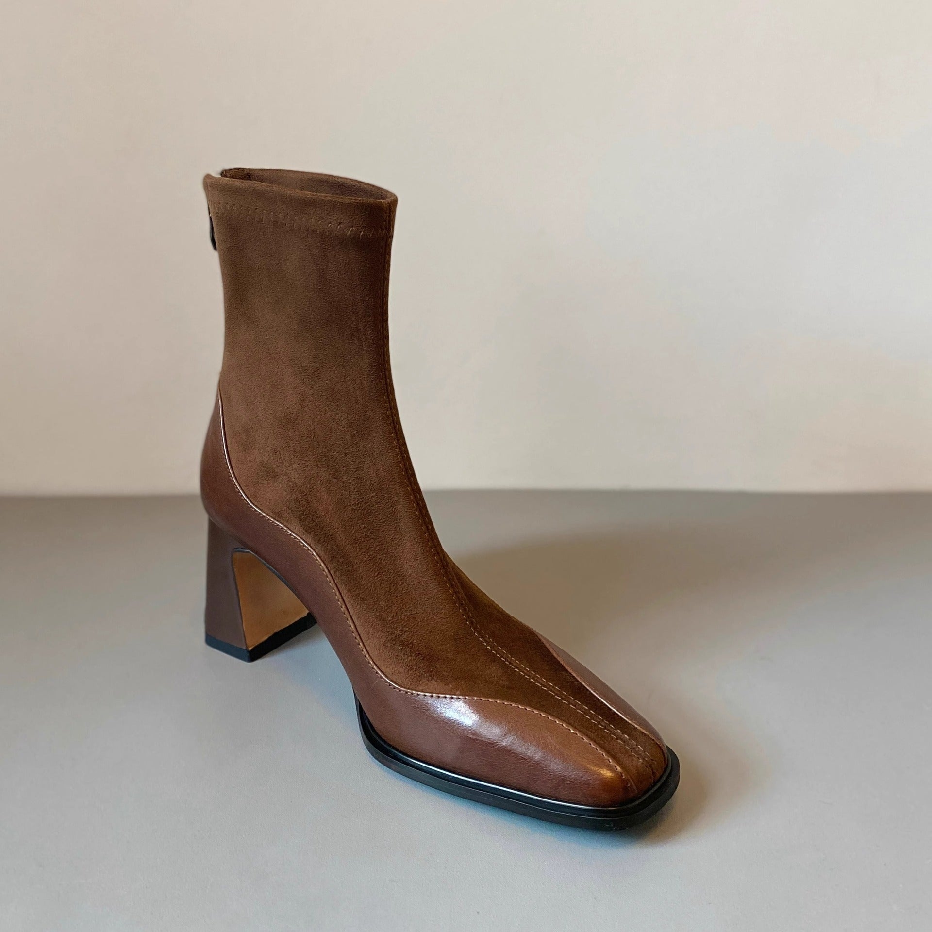 Women’s Vintage Leather Ankle Boots - Non Slip High Heel Dress Shoes