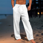 Men's Relaxed Fit Summer Trousers – Drawstring Waist and Pleated Front