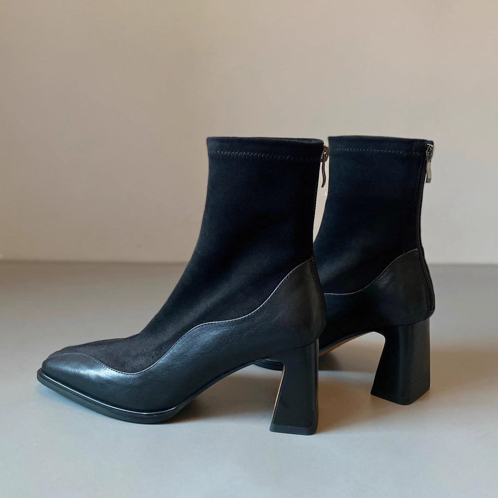 Women’s Vintage Leather Ankle Boots - Non Slip High Heel Dress Shoes