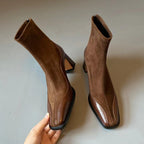 Women’s Vintage Leather Ankle Boots - Non Slip High Heel Dress Shoes