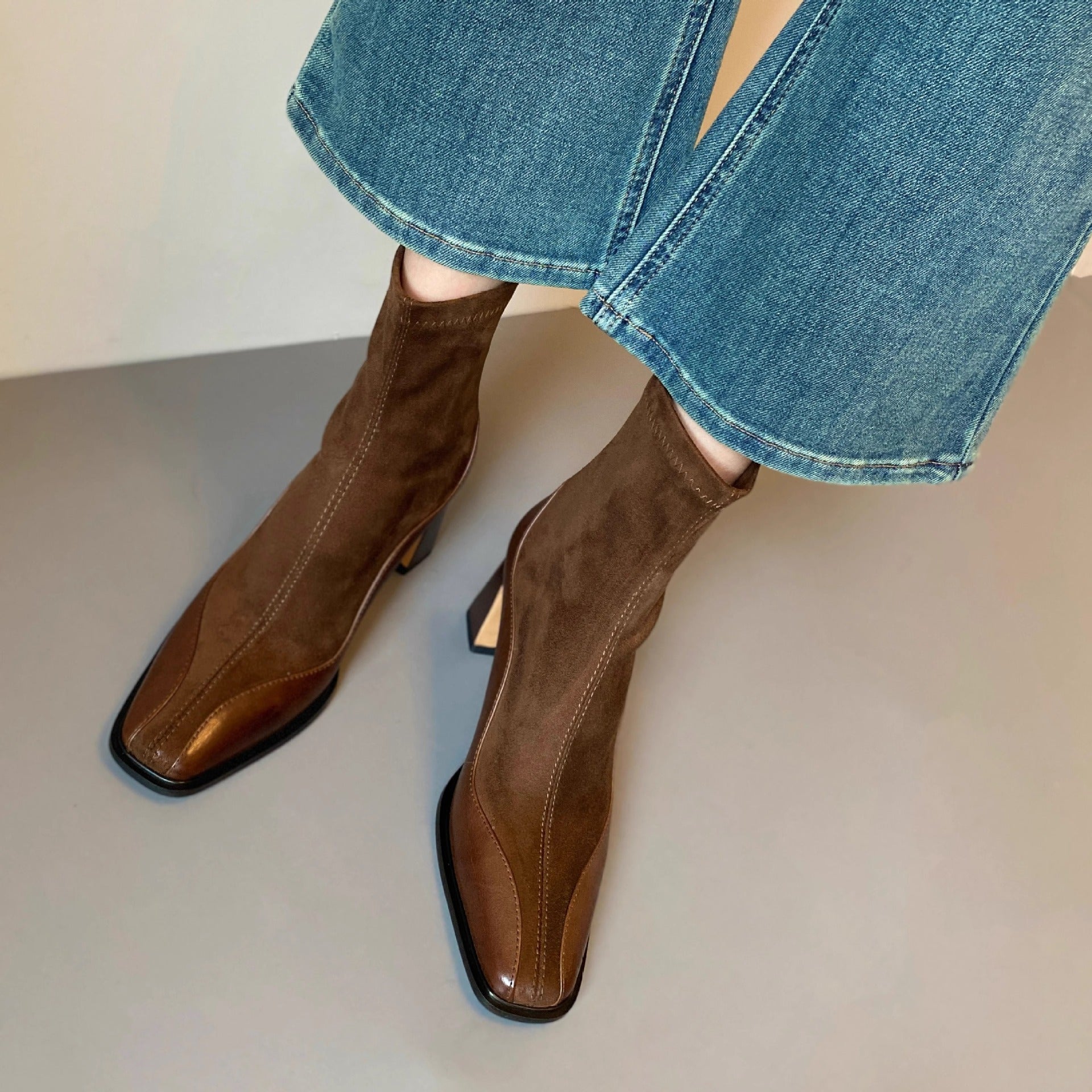 Women’s Vintage Leather Ankle Boots - Non Slip High Heel Dress Shoes
