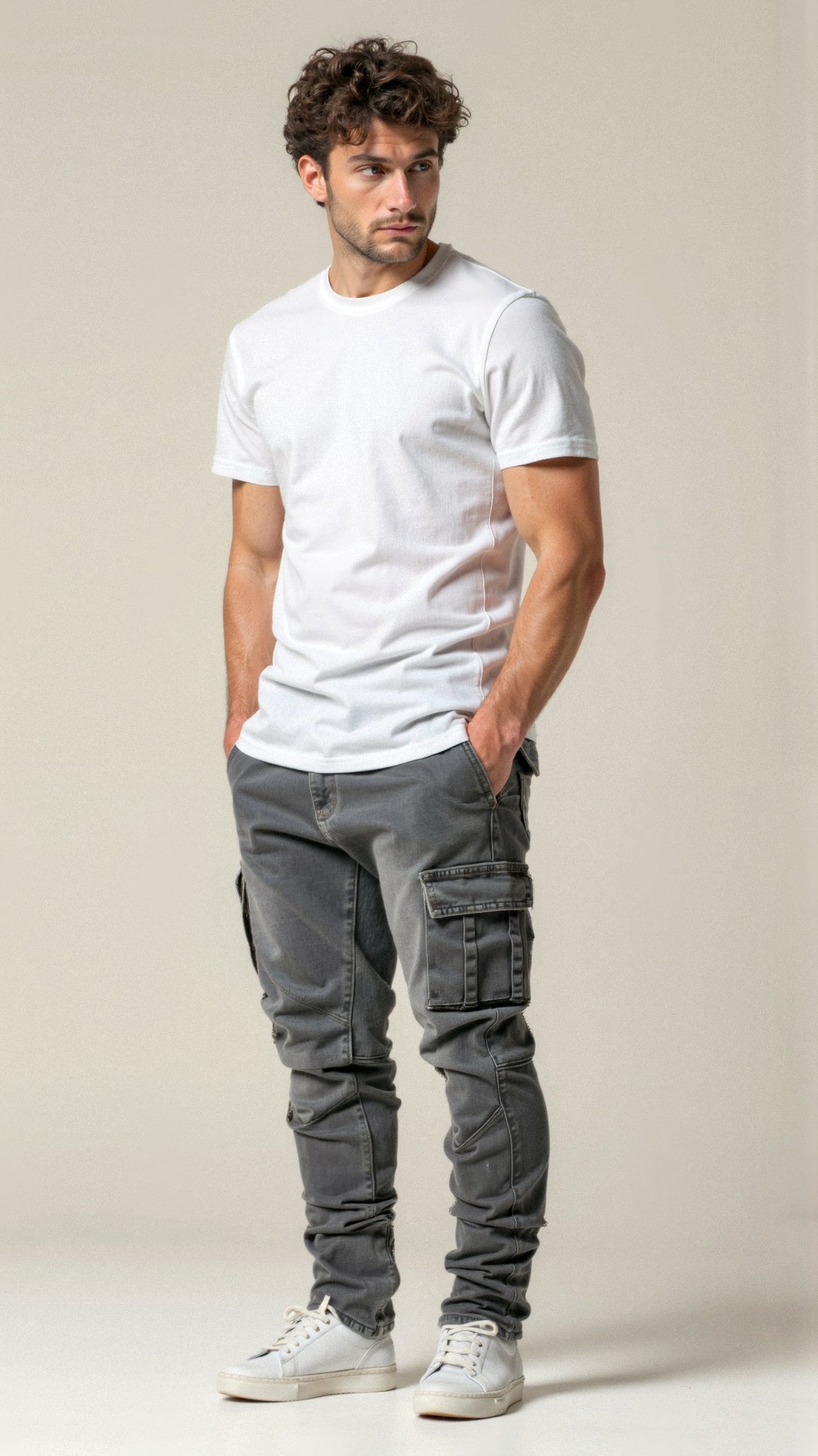 Men’s Casual Stretch Cargo Pants – Slim Fit Denim Jeans
