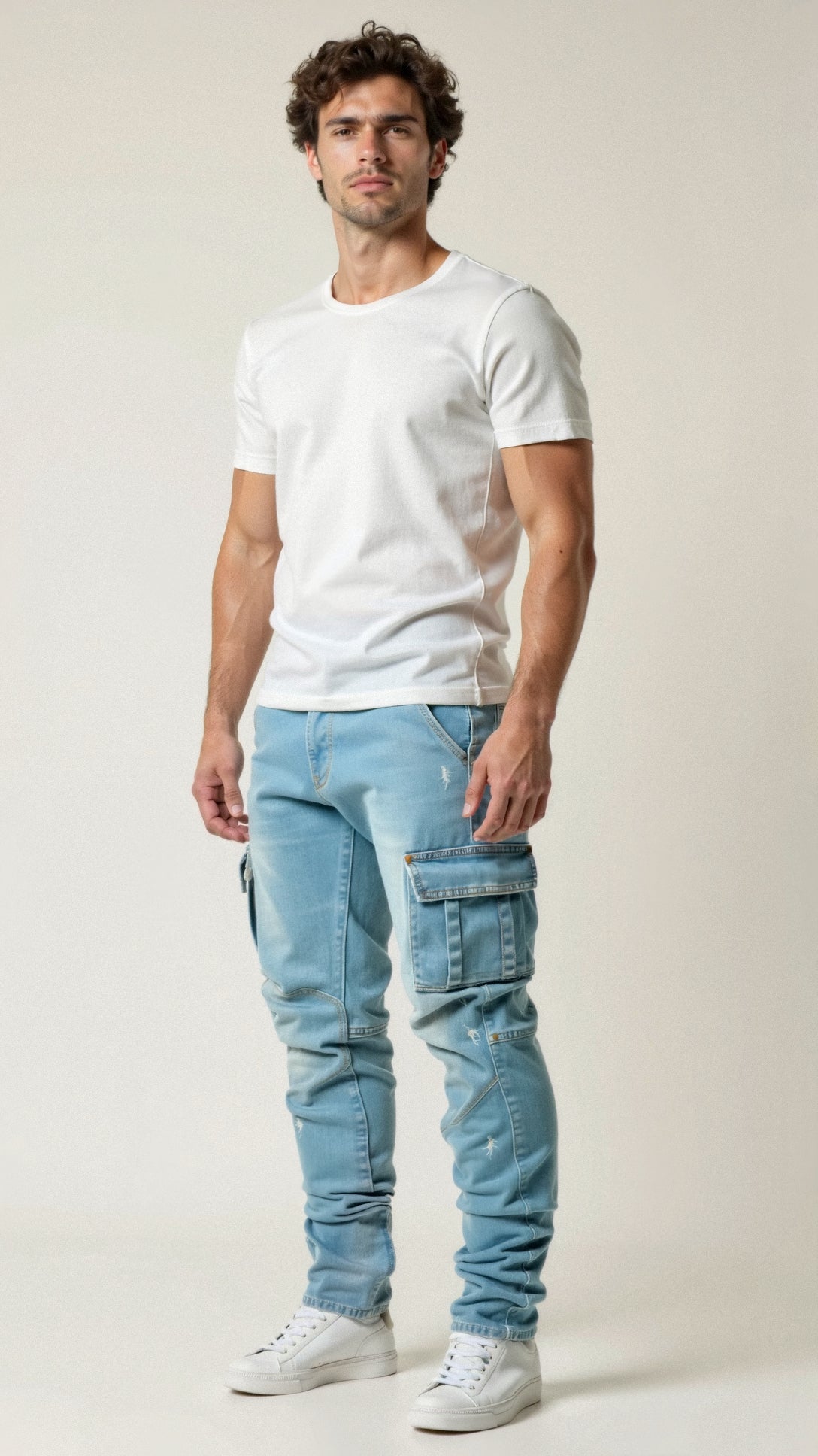 Men’s Casual Stretch Cargo Pants – Slim Fit Denim Jeans