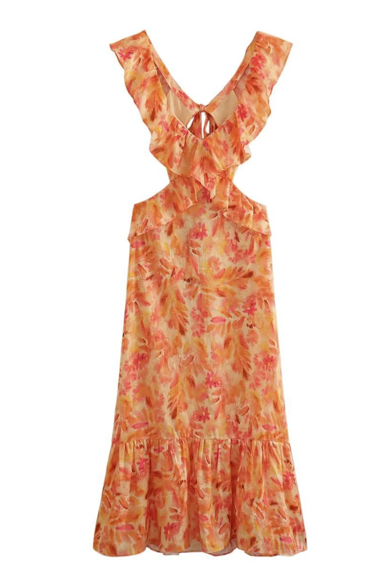 Women's Floral Maxi Summer Dress – Sleeveless Ruffle Strap Design