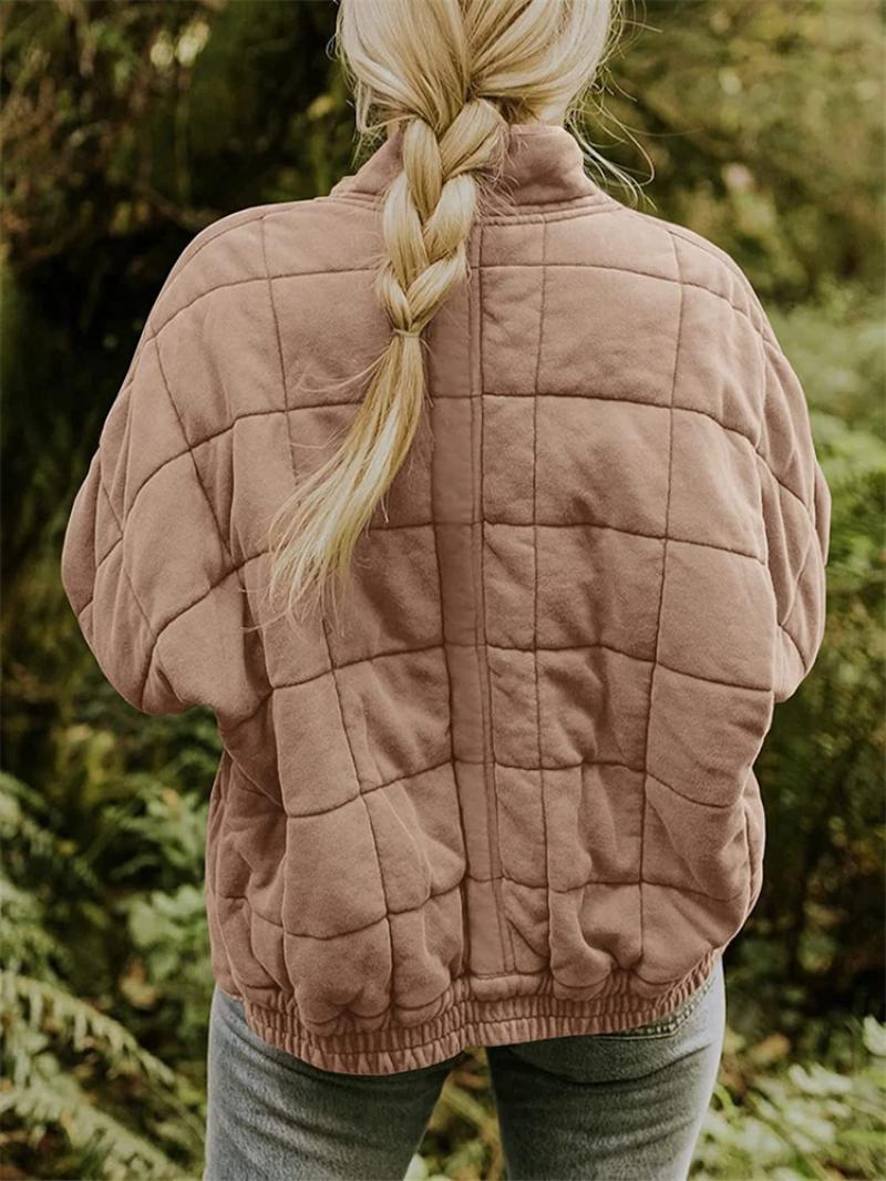 Women's Quilted Jacket, Lightweight Zip Up Padded Jacket for Ladies with Pockets