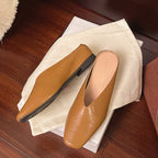 Women’s Slip-On Flat Shoes - Low Heel Square Toe Everyday Wear