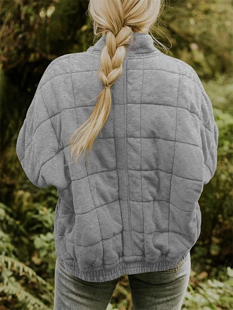 Women's Quilted Jacket, Lightweight Zip Up Padded Jacket for Ladies with Pockets