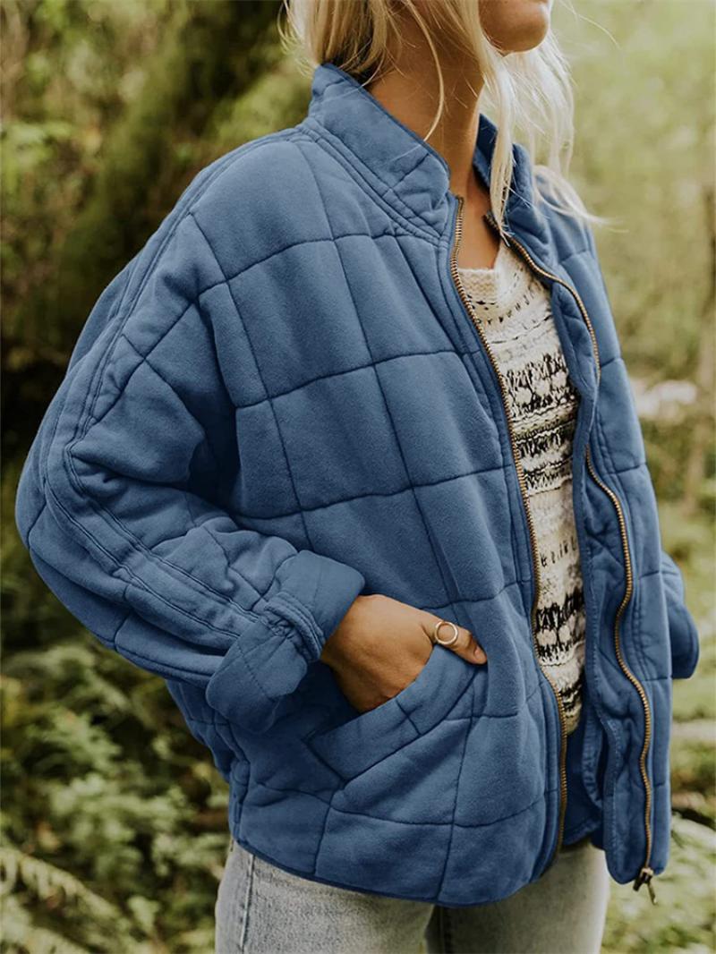 Women's Quilted Jacket, Lightweight Zip Up Padded Jacket for Ladies with Pockets