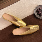 Women’s Slip-On Flat Shoes - Low Heel Square Toe Everyday Wear