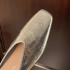 Women’s Slip-On Flat Shoes - Low Heel Square Toe Everyday Wear