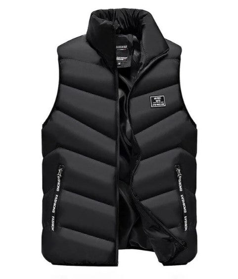 Men's Padded Gilet, Quilted Puffer Vest Body Warmer – Stand Collar