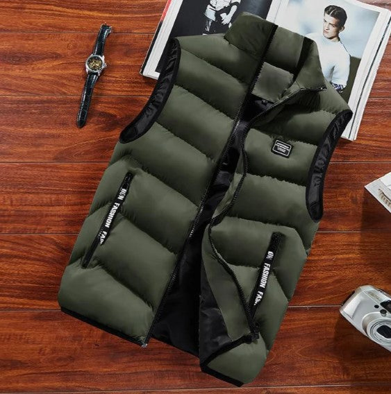 Men's Padded Gilet, Quilted Puffer Vest Body Warmer – Stand Collar