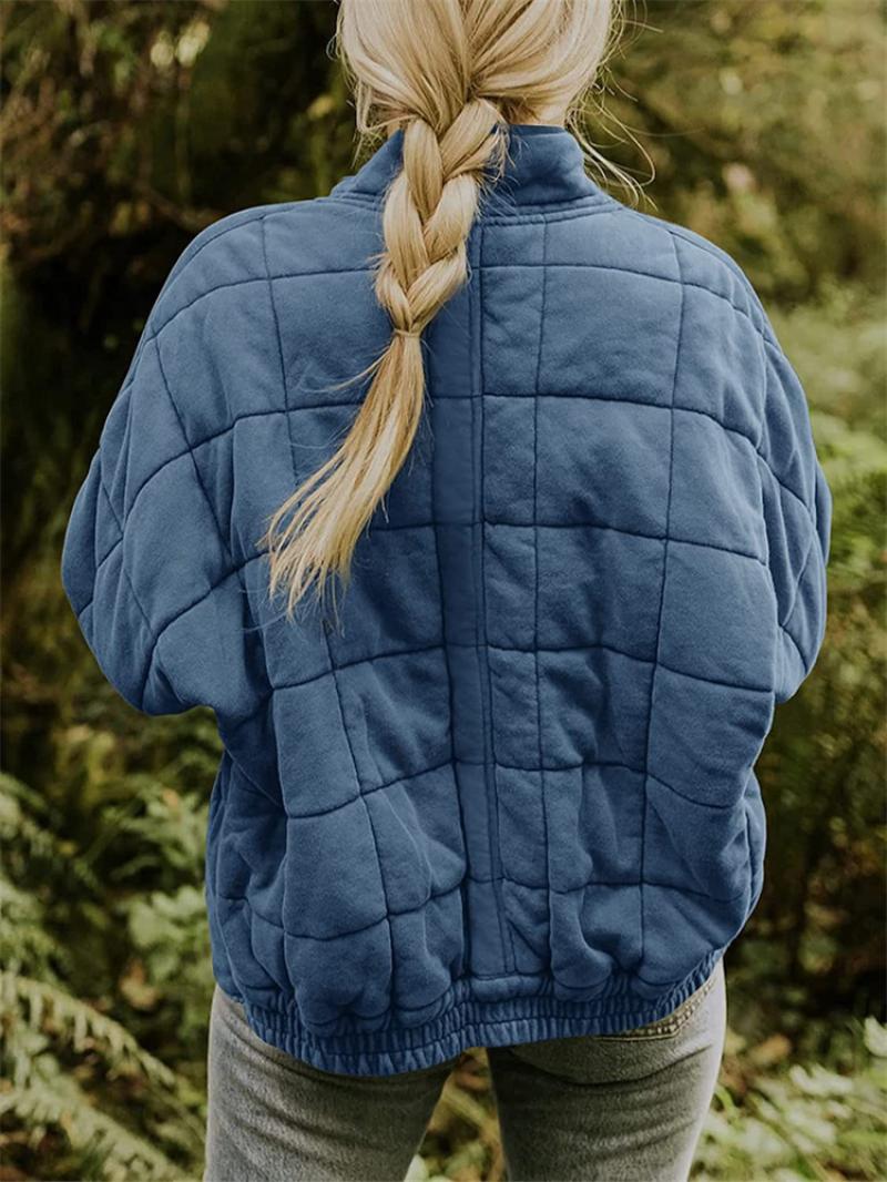 Women's Quilted Jacket, Lightweight Zip Up Padded Jacket for Ladies with Pockets