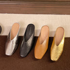Women’s Slip-On Flat Shoes - Low Heel Square Toe Everyday Wear