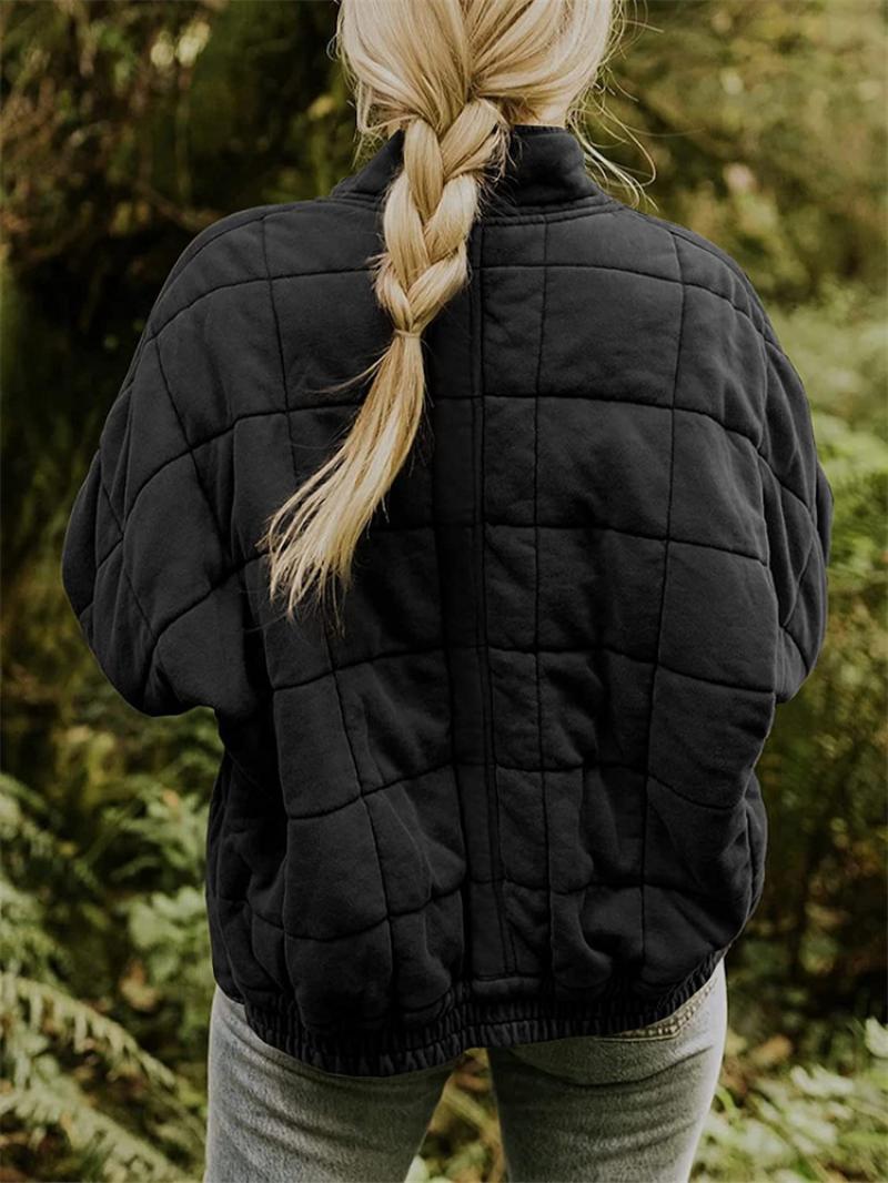 Women's Quilted Jacket, Lightweight Zip Up Padded Jacket for Ladies with Pockets