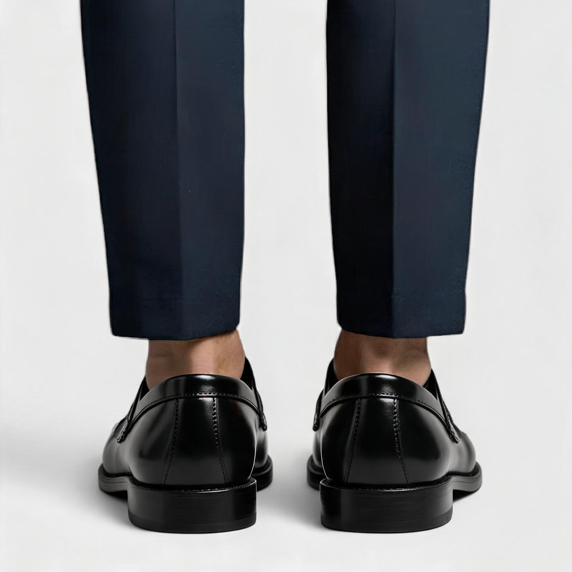 Men's Leather Penny Loafers - Slip-on Style and Flexible Rubber Sole