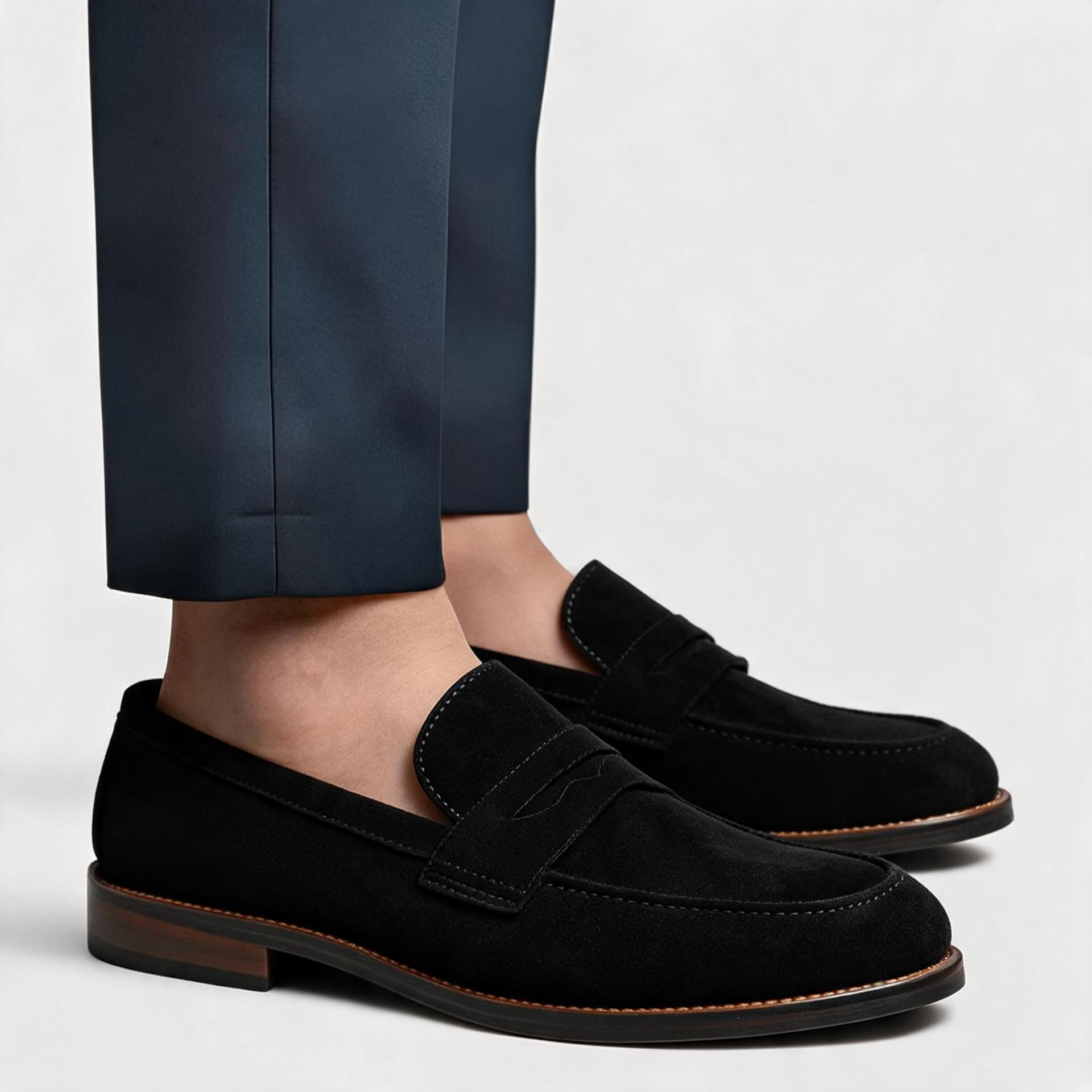 Men's Luxury Suede Loafers - Cowhide Penny Design Shoes