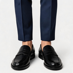 Men's Leather Penny Loafers - Slip-on Style and Flexible Rubber Sole