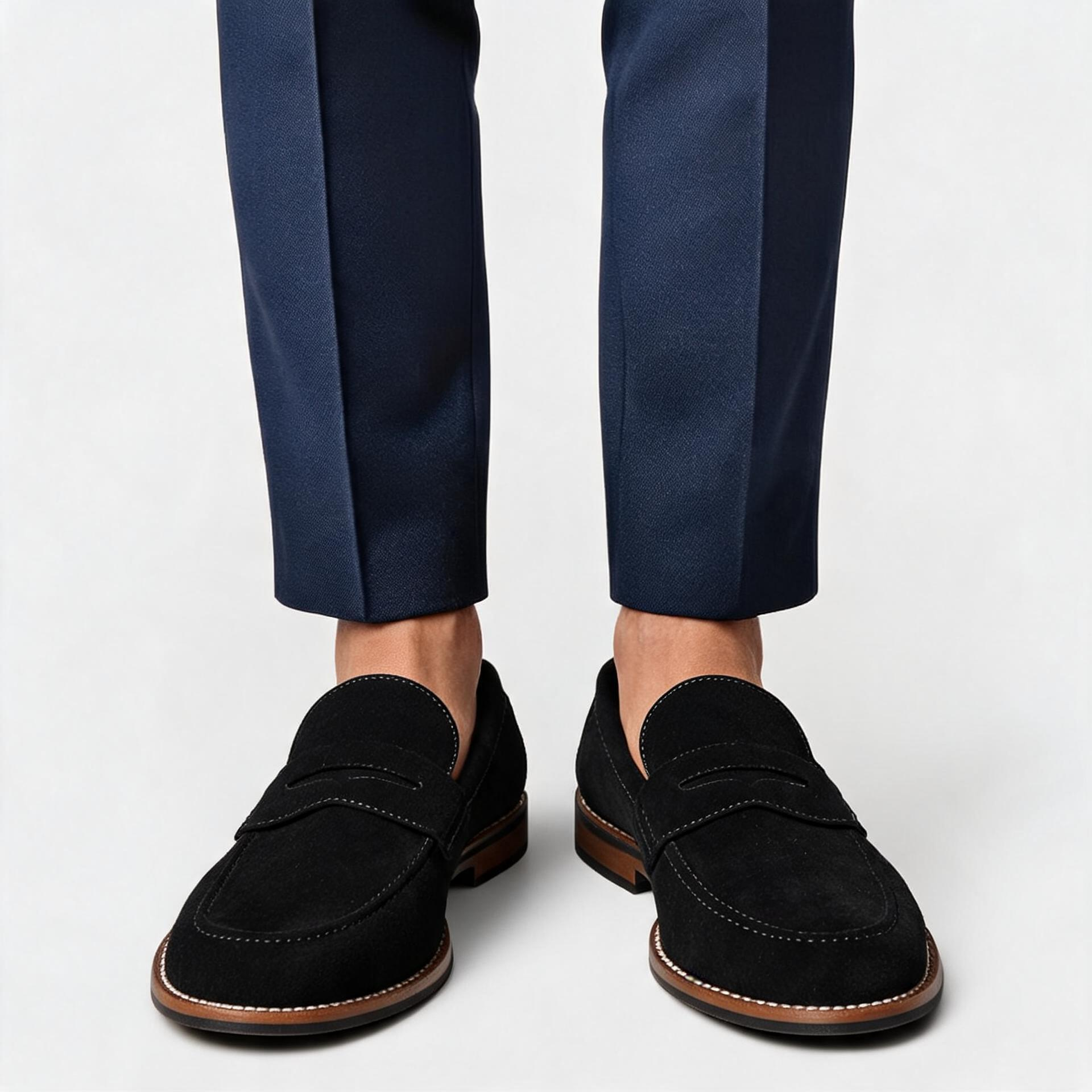 Men's Luxury Suede Loafers - Cowhide Penny Design Shoes