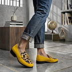Women's Orthopedic Square Toe Loafers - Metal Buckle Slip On Shoes