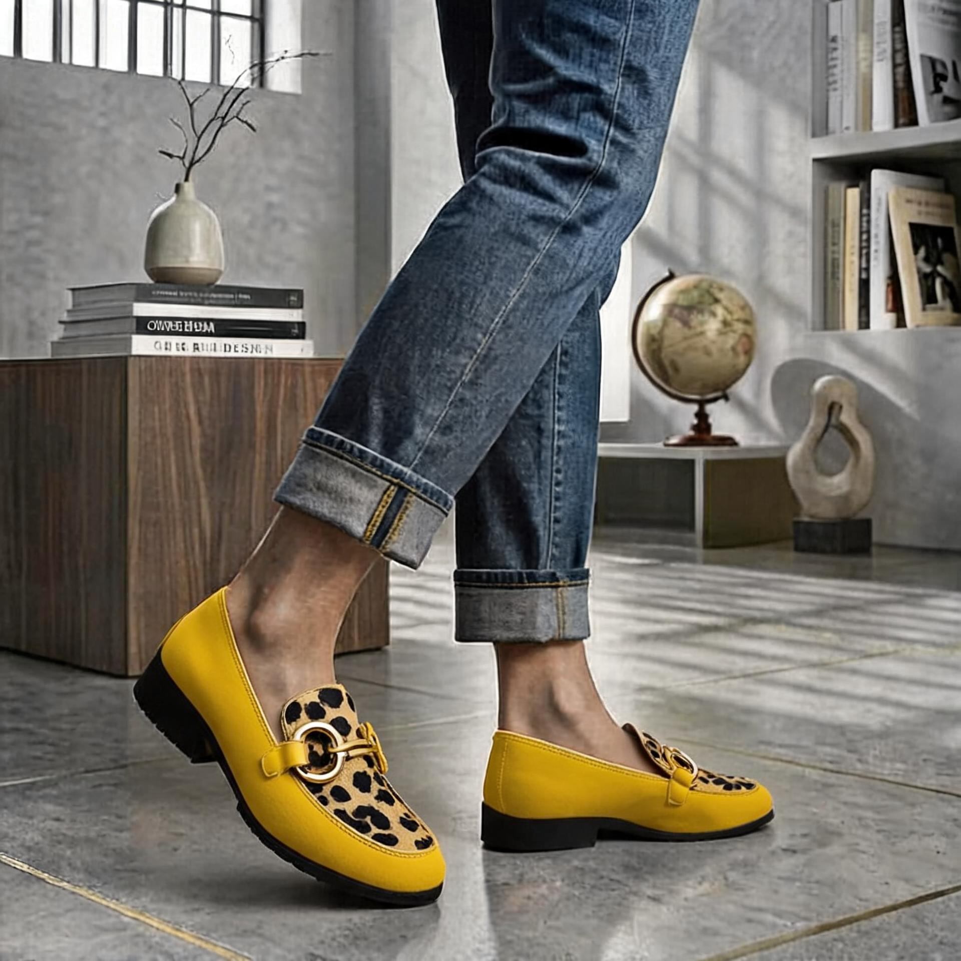 Women's Orthopedic Square Toe Loafers - Metal Buckle Slip On Shoes
