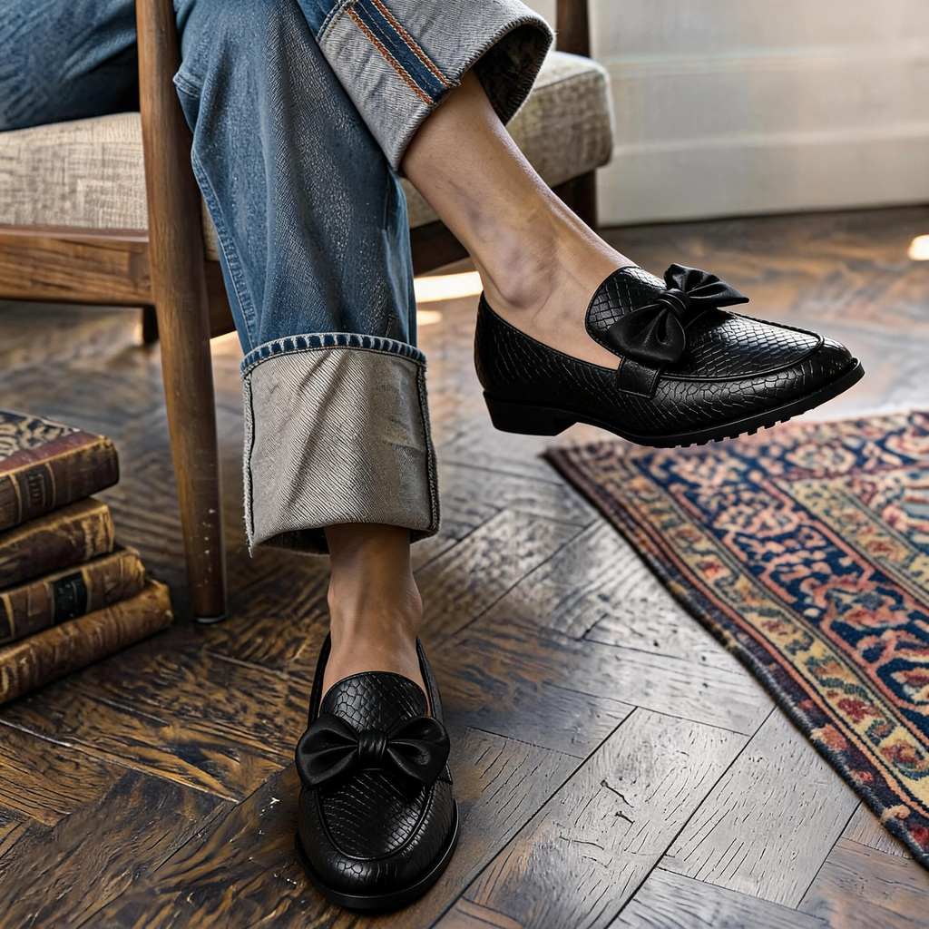 Women's Orthopedic Bow Tie Loafers -  Slip-On Casual Breathable Shoes