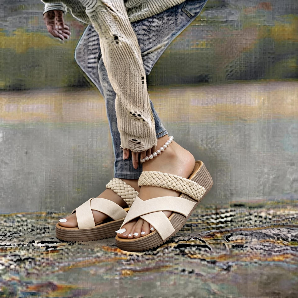 Women's Arch Support Orthopedic Sandals - Slip On Rubber Sole Lightweight Shoes