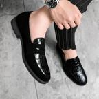 Women's Orthopedic Embossed Loafers - Croco Leather Printed Stylish Shoes
