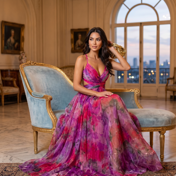 Women’s Chiffon Evening Maxi Dress – Wedding Guest Style