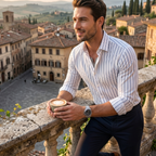 Men's Striped Long Sleeve Button-Up Shirt – Smart Casual Style