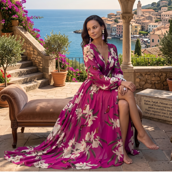 Women's Floral Chiffon Dress – Lightweight Flowy Design