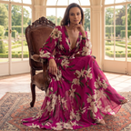 Women's Floral Chiffon Dress – Lightweight Flowy Design