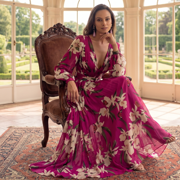 Women's Floral Chiffon Dress – Lightweight Flowy Design